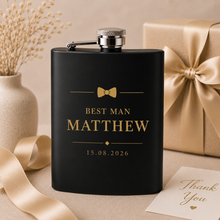 Load image into Gallery viewer, Personalised Hip Flask Black
