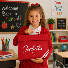 Load image into Gallery viewer, School Book Bag Name with Heart