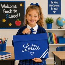 Load image into Gallery viewer, School Book Bag Name with Heart