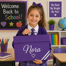 Load image into Gallery viewer, School Book Bag Name with Heart