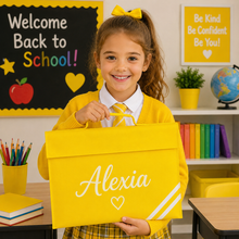 Load image into Gallery viewer, School Book Bag Name with Heart