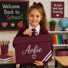 Load image into Gallery viewer, School Book Bag Name with Heart