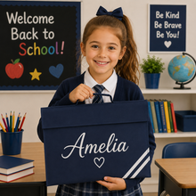 Load image into Gallery viewer, School Book Bag Name with Heart
