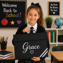 Load image into Gallery viewer, School Book Bag Name with Heart