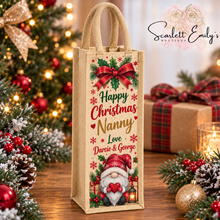 Load image into Gallery viewer, Christmas Jute Bottle Bag