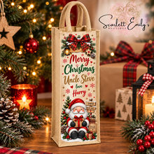 Load image into Gallery viewer, Christmas Jute Bottle Bag