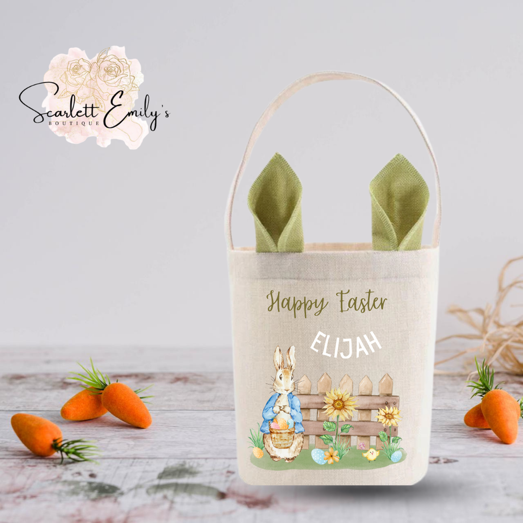 Blue Rabbit Hessian Easter Bag