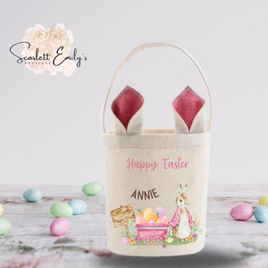 Pink Rabbit Hessian Easter Bag