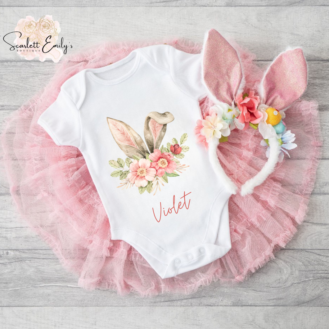 Floral Bunny Ears Baby Vest