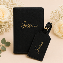 Load image into Gallery viewer, Passport &amp; Luggage Tag Set - Black
