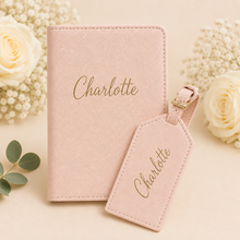 Load image into Gallery viewer, Passport &amp; Luggage Tag Set - Pink