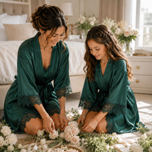 Load image into Gallery viewer, Satin Robe - Forest Green