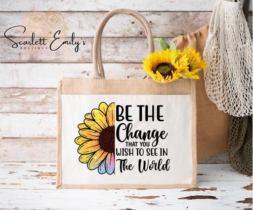 Sunflower Burlap Bag