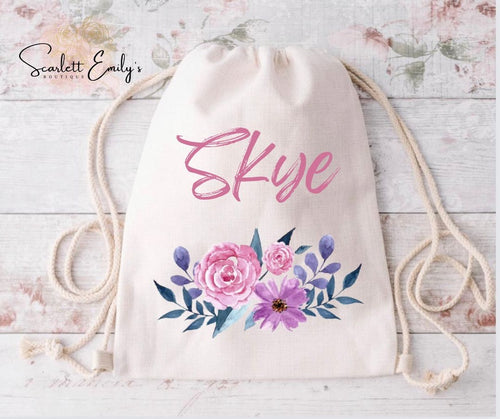 Floral Drawstring Bag