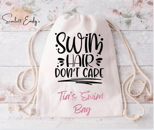 Swimming Quote Drawstring Bag