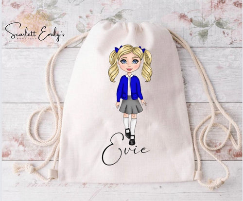 School Girl Drawstring Bag