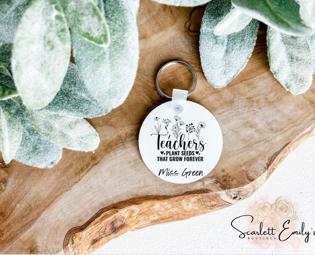 Teachers Plant Seeds Round Keyring