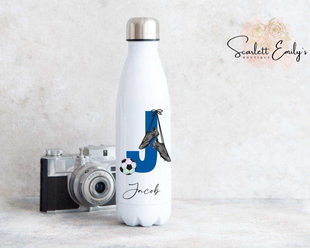 Football Initial Screw Top Water Bottle