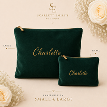 Load image into Gallery viewer, Velvet Accessory Case - Emerald Green
