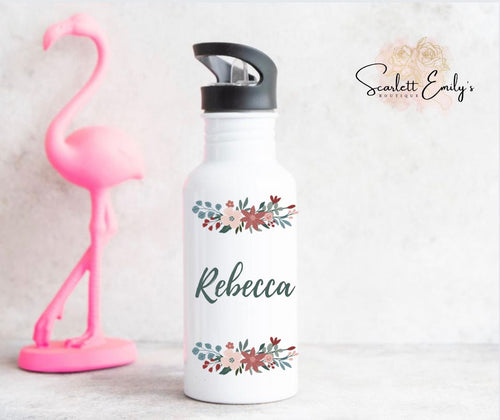 Boho Floral Water Bottle