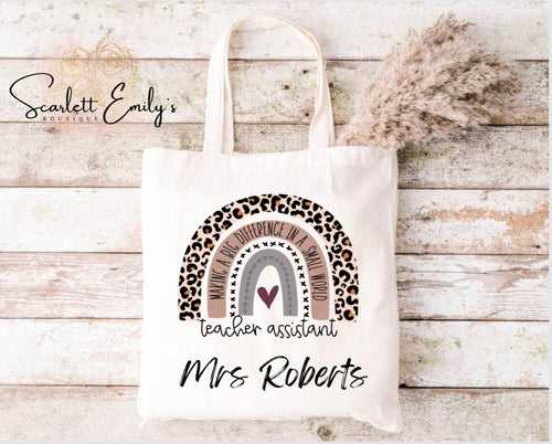 Leopard Rainbow Teacher Assistant Tote Bag